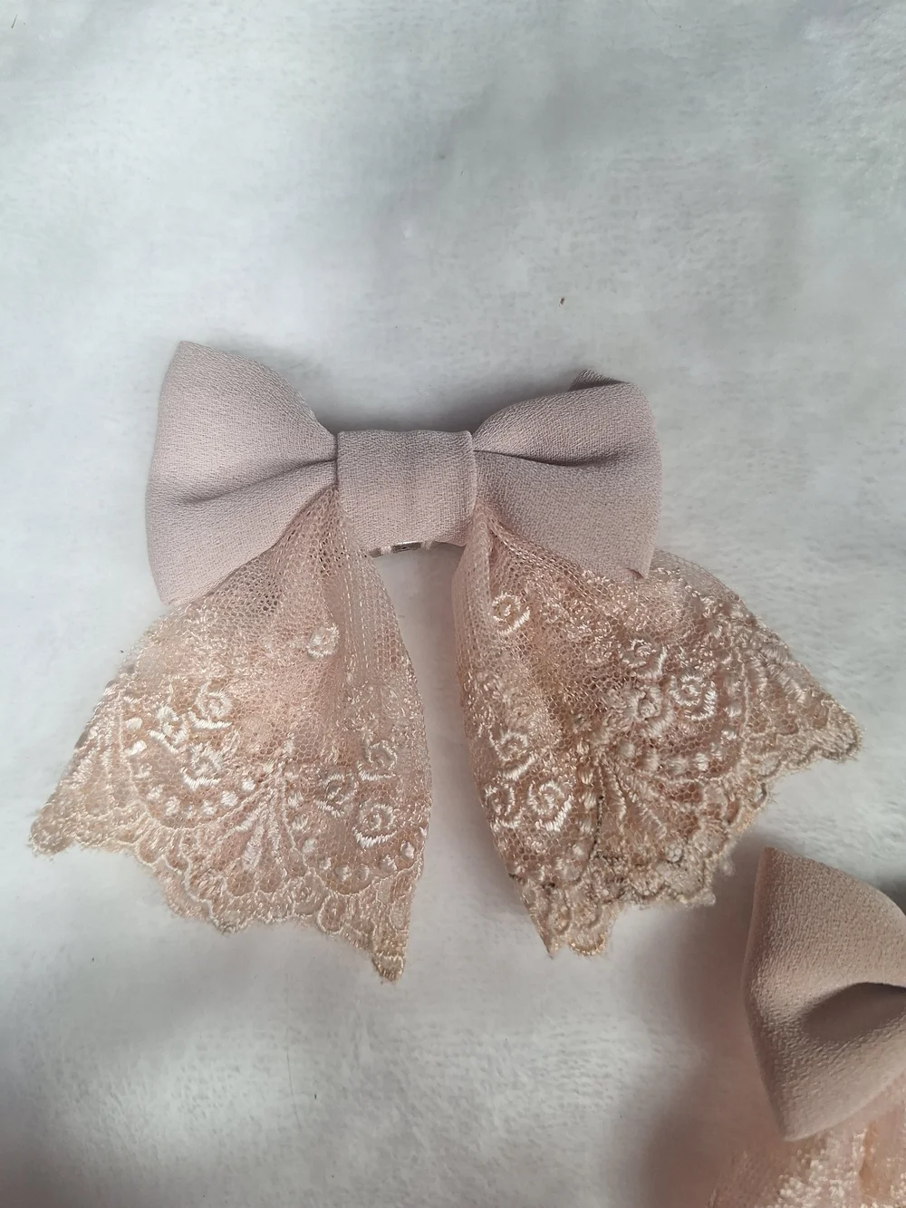Innocent World Pale Pink Rose Lace Ribbon Hair Clips | Set of 2 | Classic Lolita